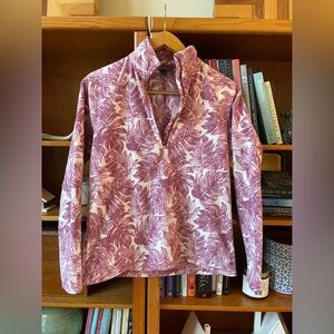 Eddie Bauer Pink Cream Tropical 1/4 Zip Fleece Pullover Medium